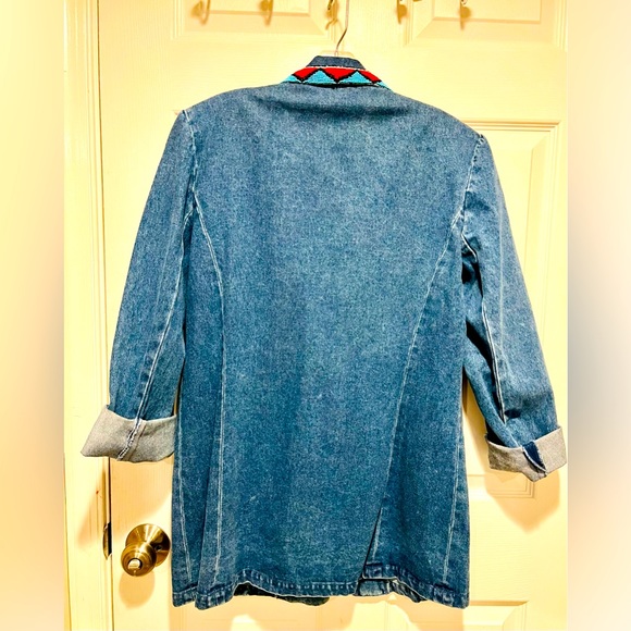 VINTAGE DENIM BLAZER BEADED FLORAL BY IVANA TRUMP 💐❤️🔥 - Picture 8 of 10